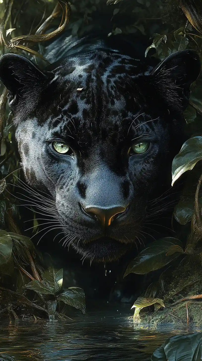 Surreal illusion of a panther in a strange shifting scene