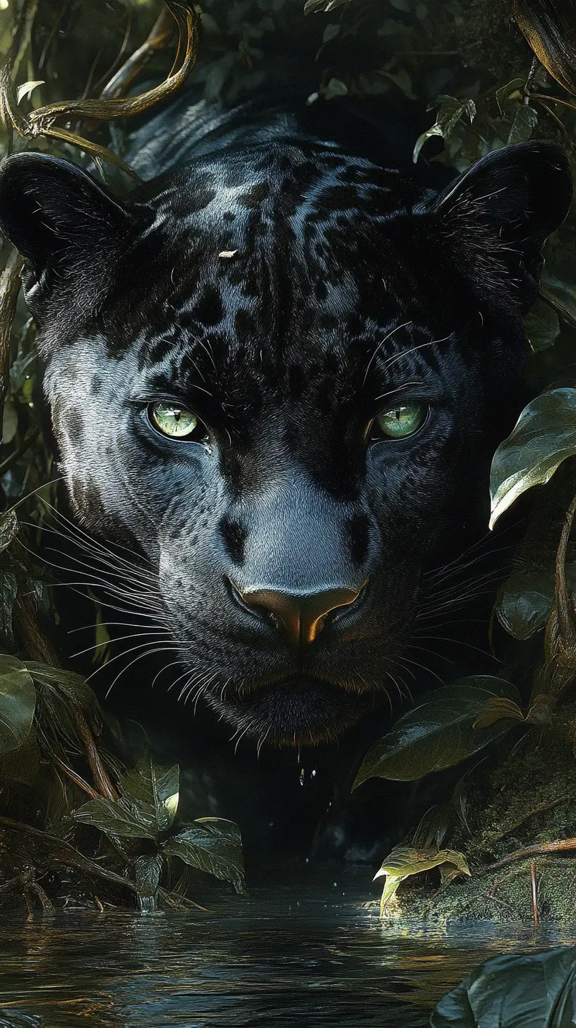 Surreal illusion of a panther in a strange shifting scene