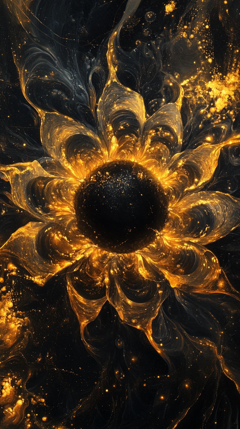 Glowing cosmic core wrapped in abstract petal like energy