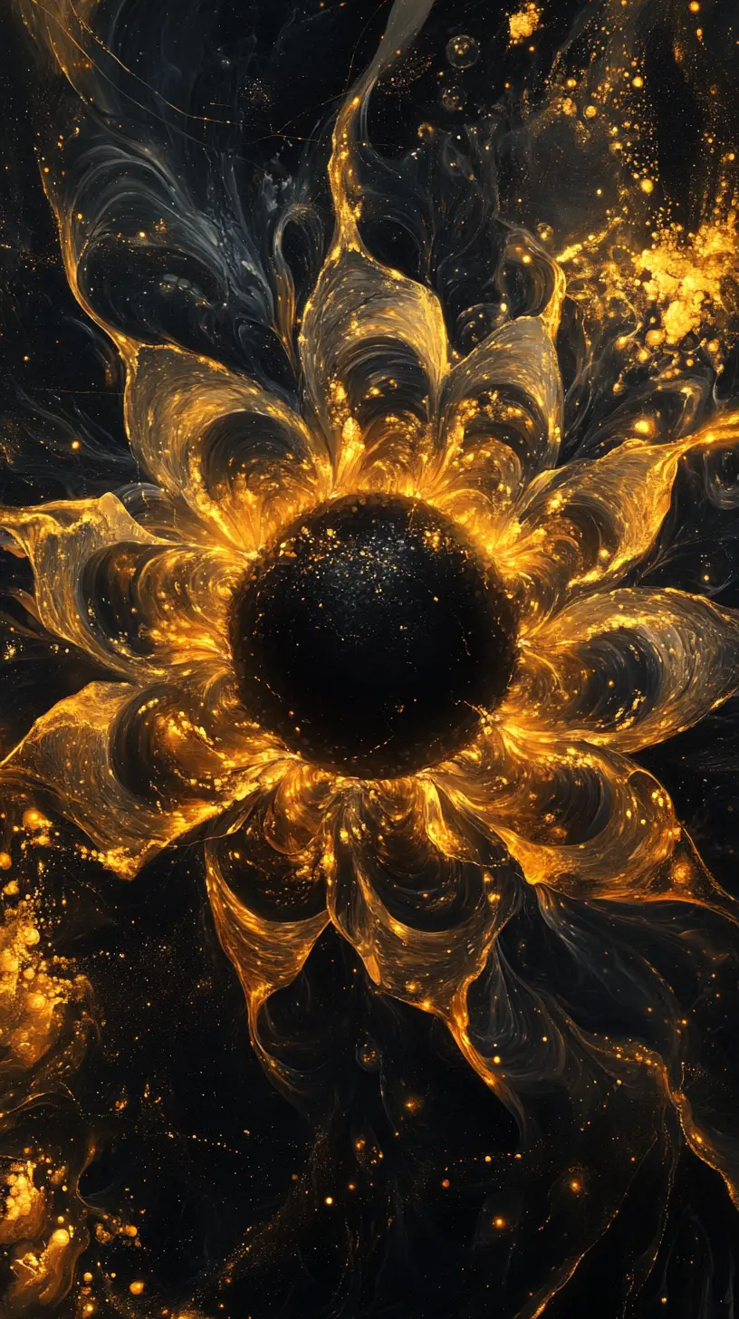 Glowing cosmic core wrapped in abstract petal like energy
