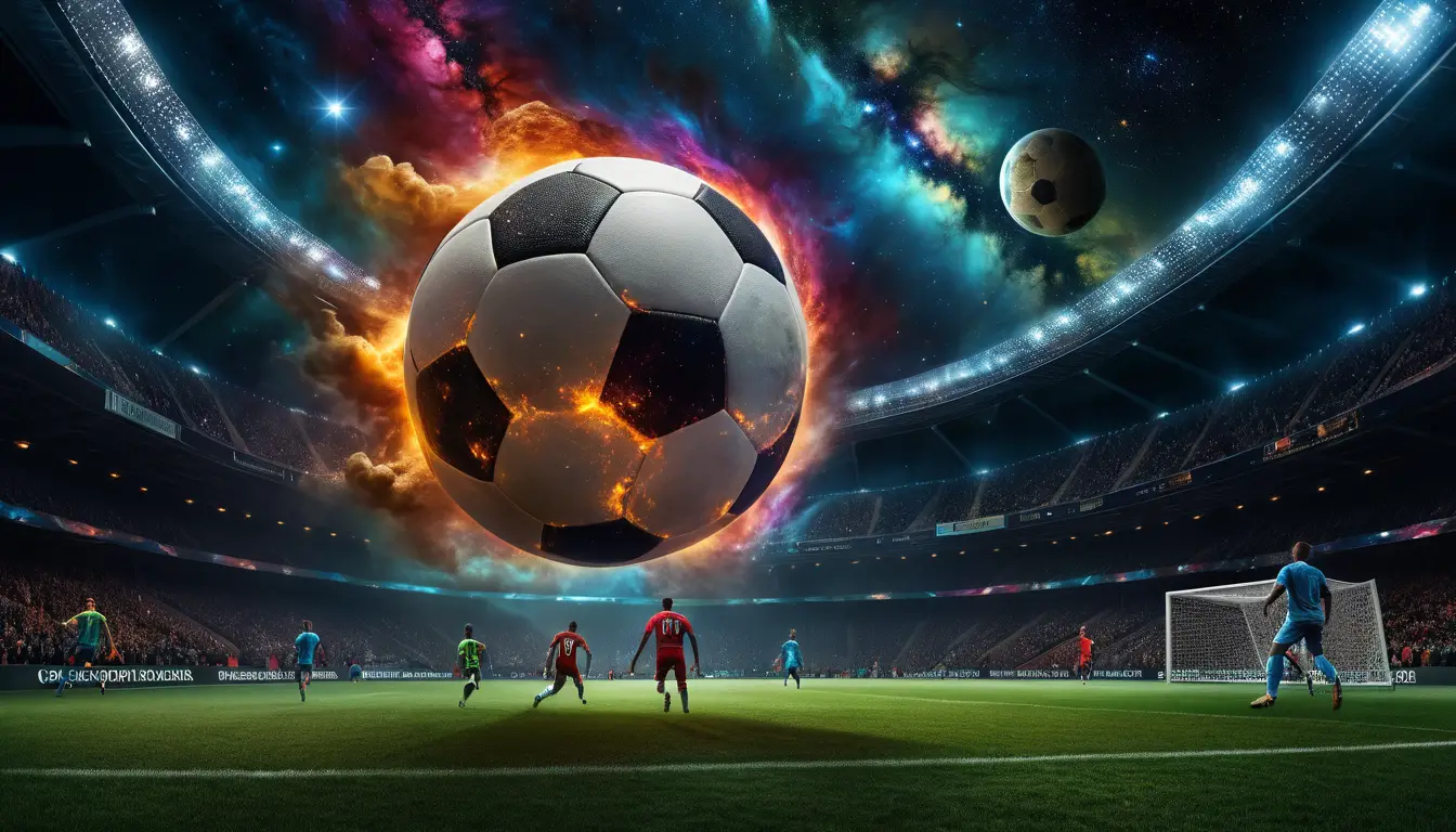 Nascimento cósmico de uma bola de futebol colossal no espaço profundo