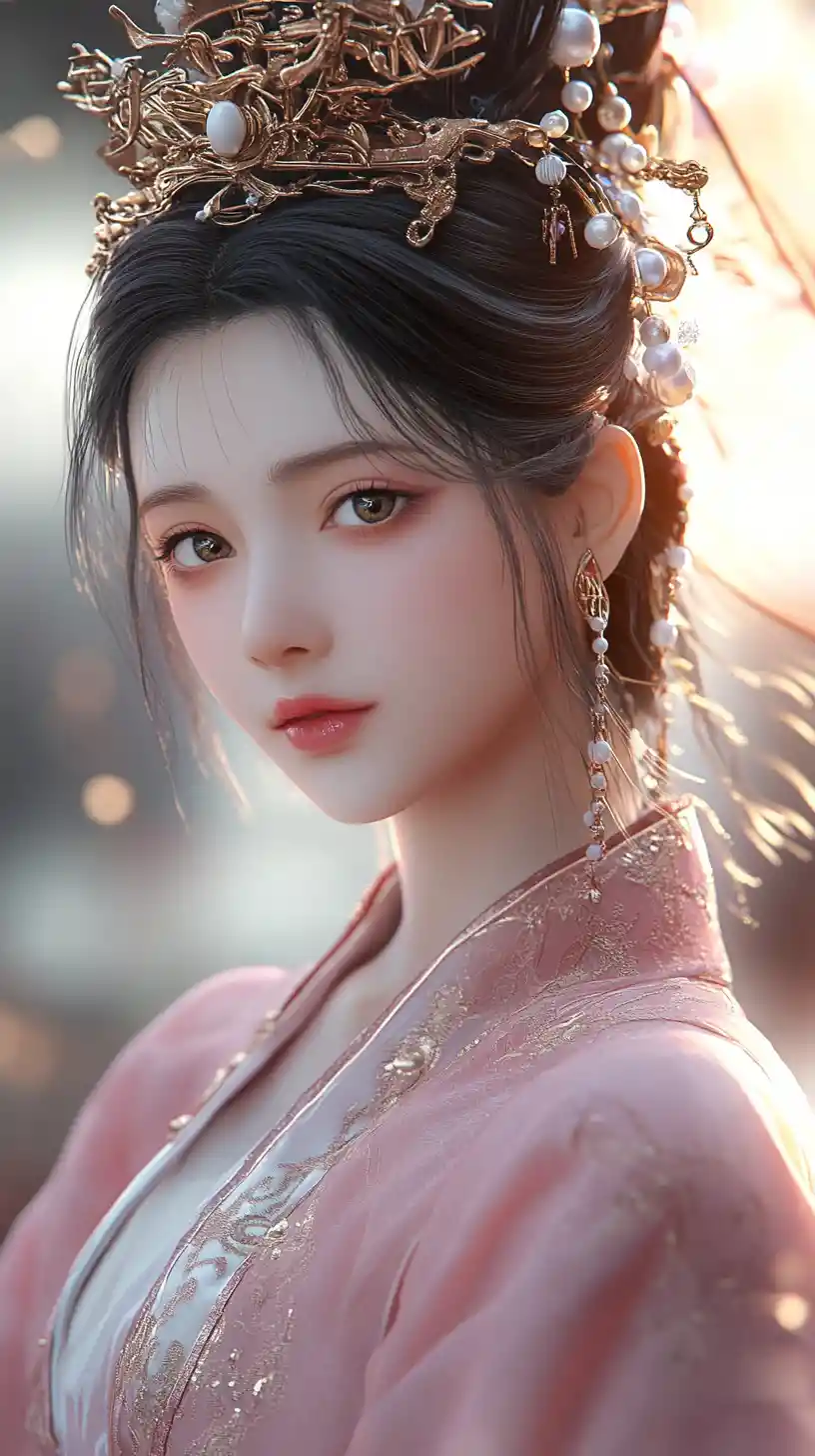Elegant Tang dynasty woman in soft cinematic portrait