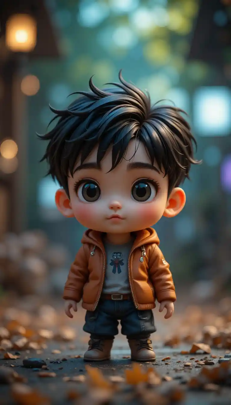 Full body 3D render of a cute chibi style child
