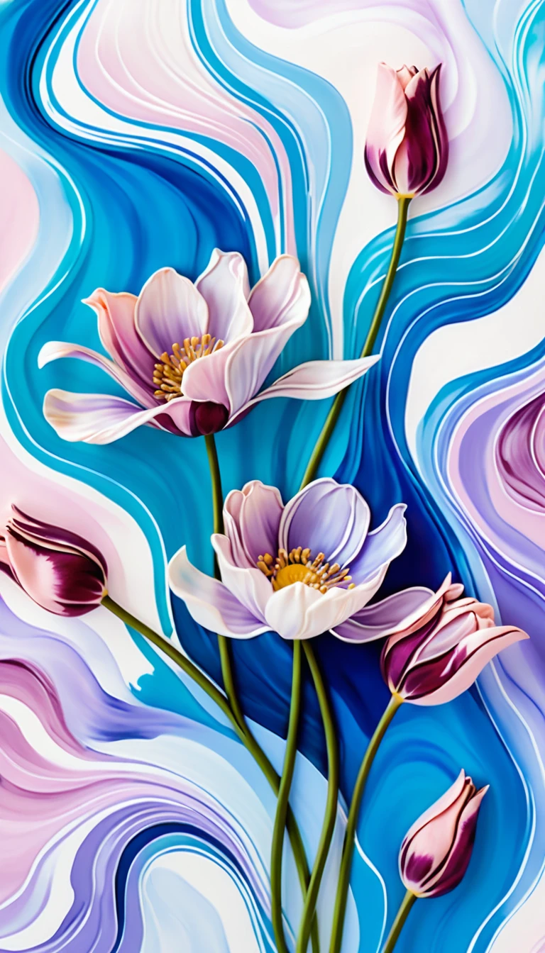 Dreamy Watercolor Flowers Dancing In Soft Pastel Waves