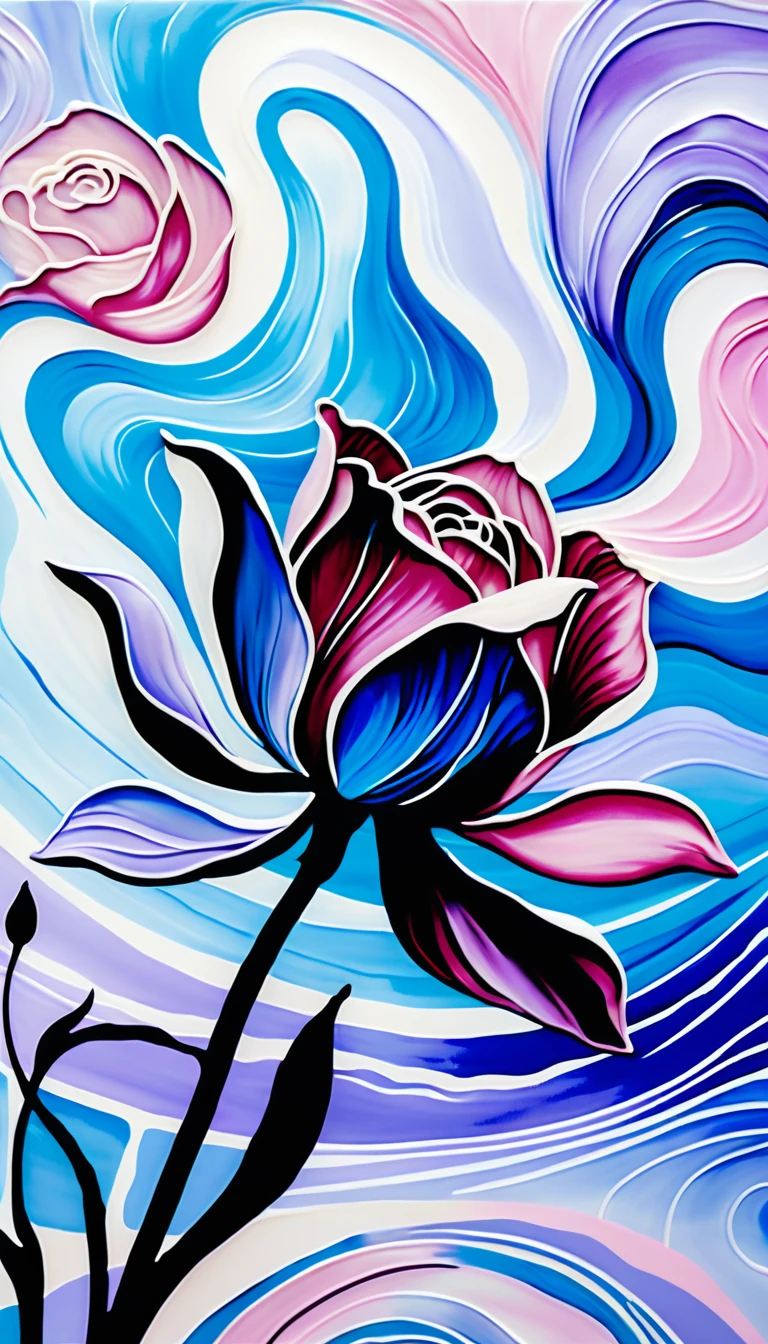 Dreamy watercolor flowers dancing in flowing pastel waves