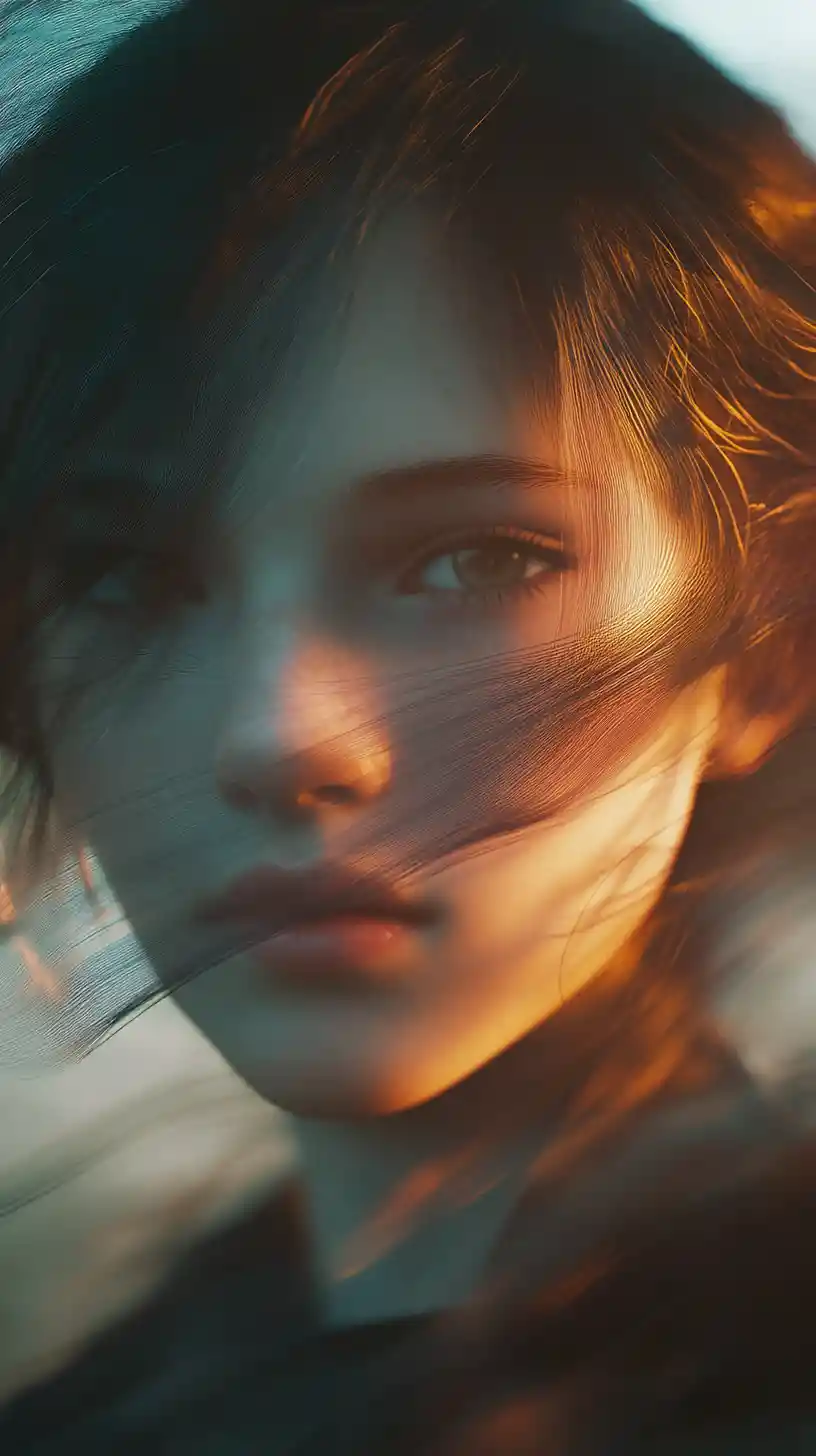 Dreamy close up of an ethereal anime inspired character