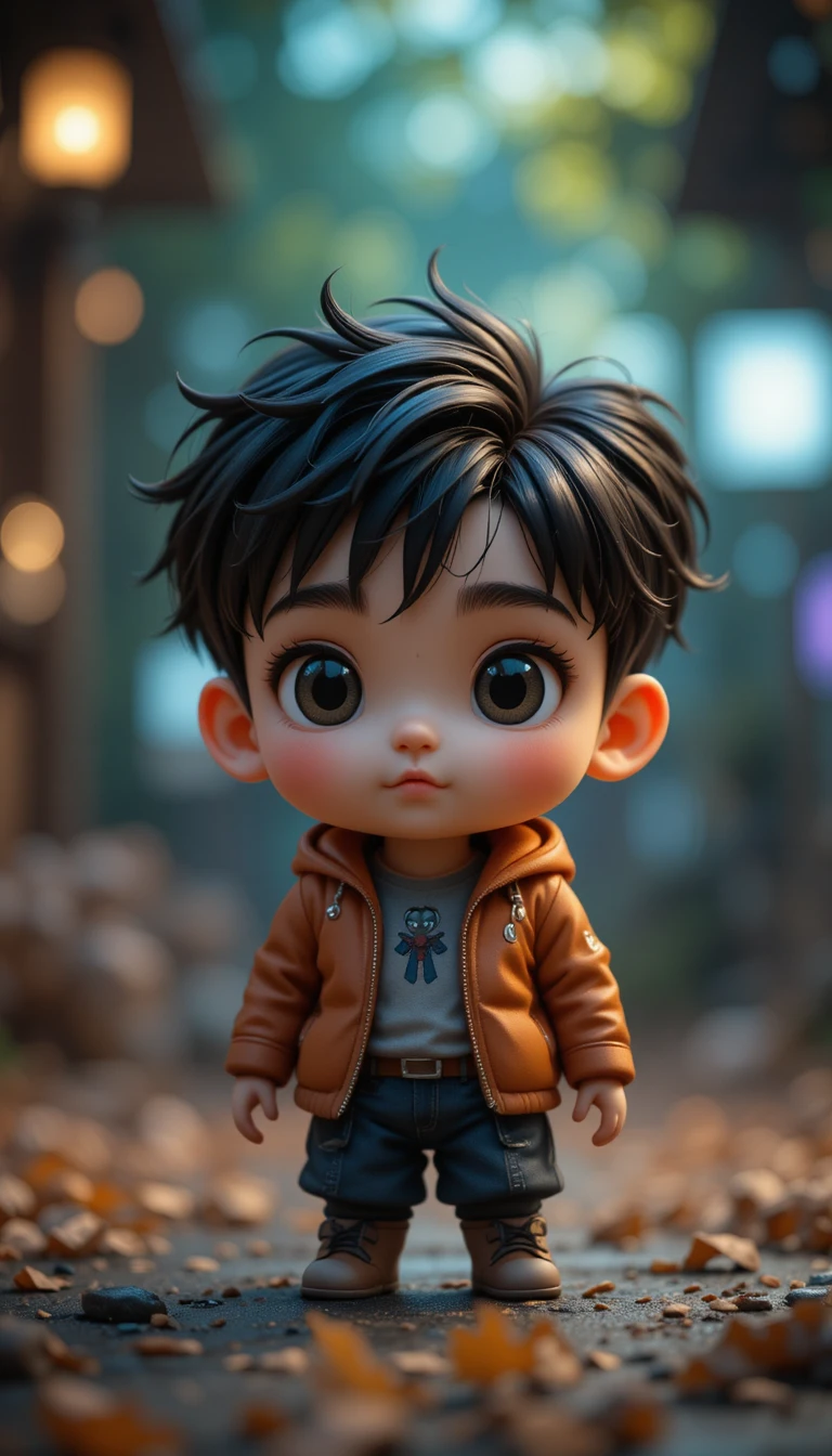 Full body 3D render of a cute chibi style child