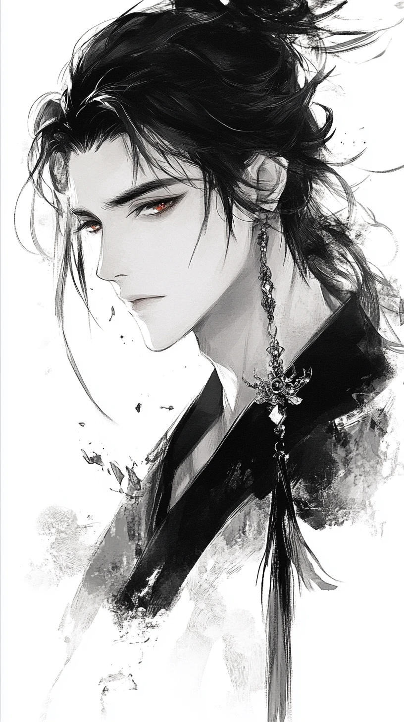 Ethereal close up portrait with glowing crimson red eyes
