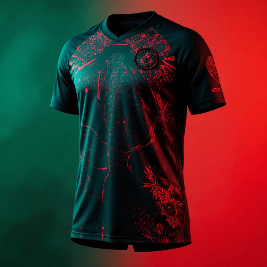 Futuristic Mexico Soccer Jersey In Commercial Studio Lighting