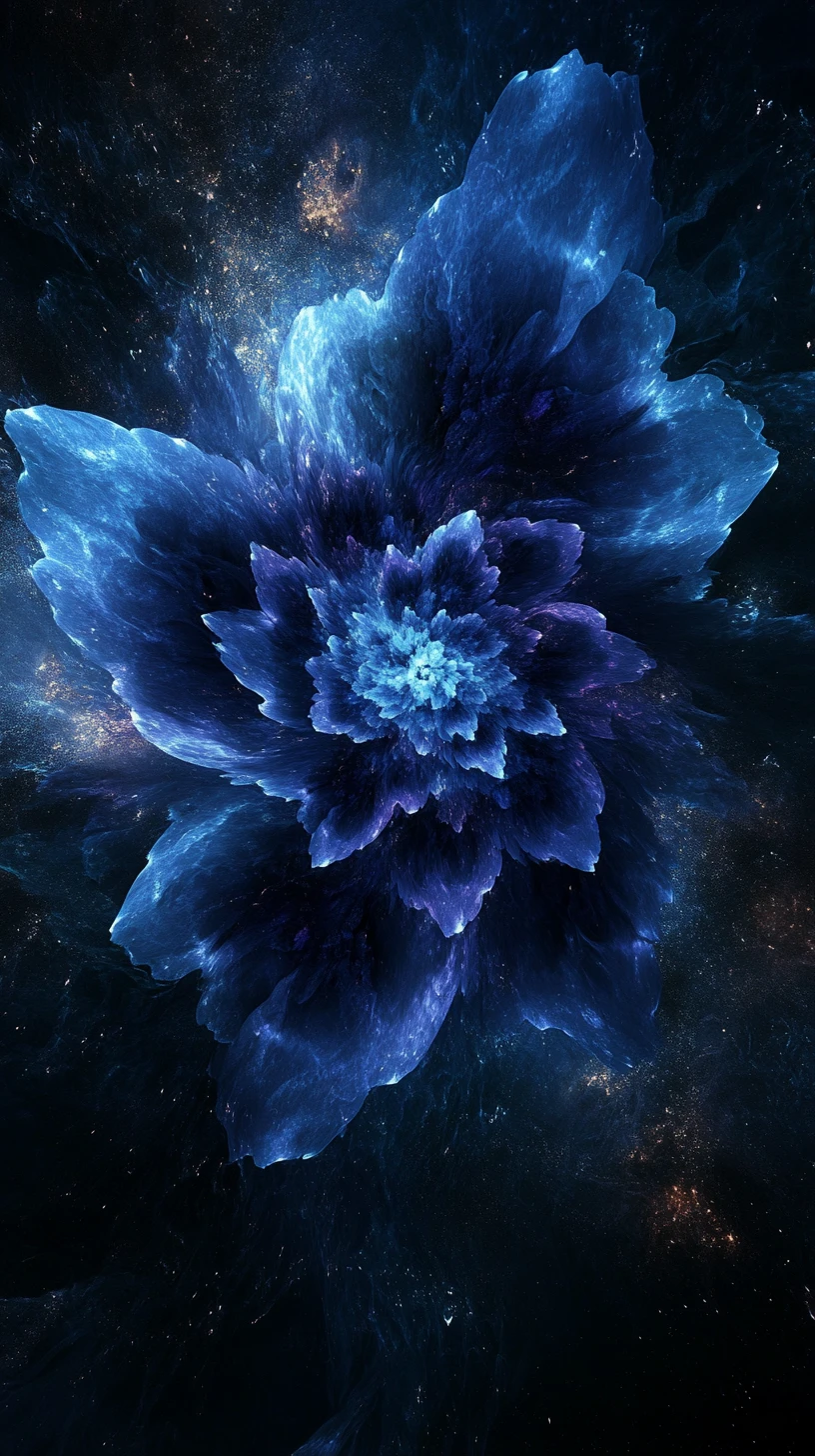 Dark cosmic core with swirling petal like energy forms