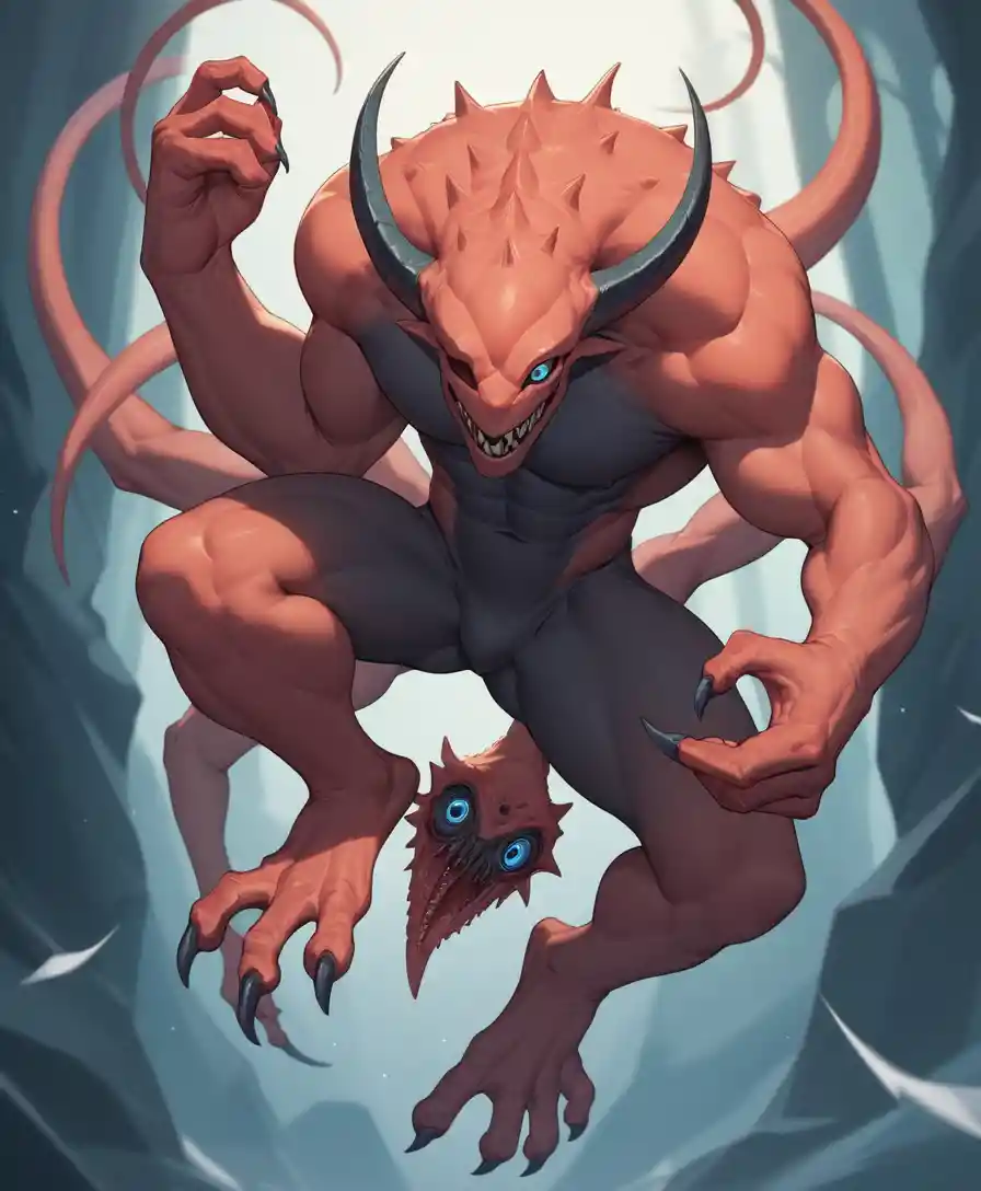 Asymmetrical Mutant Creature With Mismatched Limbs And Eyes