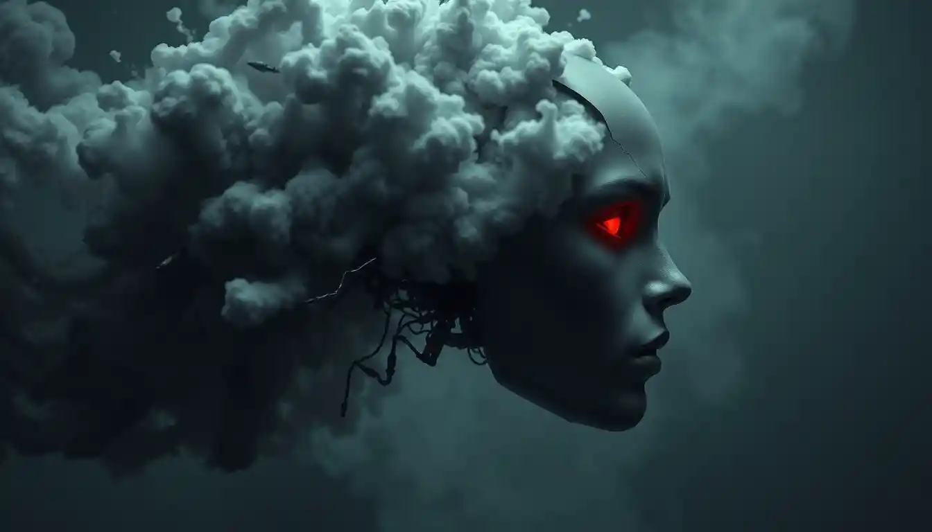 Dark artificial intelligence emerging from vapor and fragments