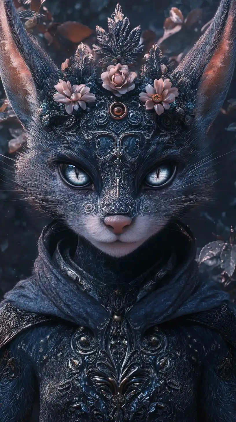 Fantasy creature with floral crown in soft dreamy light