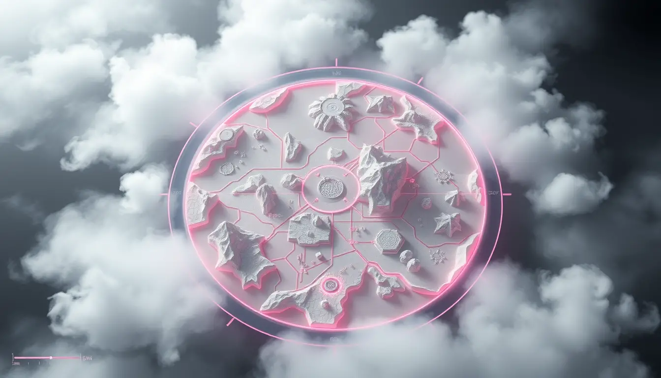 極簡圓形奇幻小地圖與朦朧科幻介面