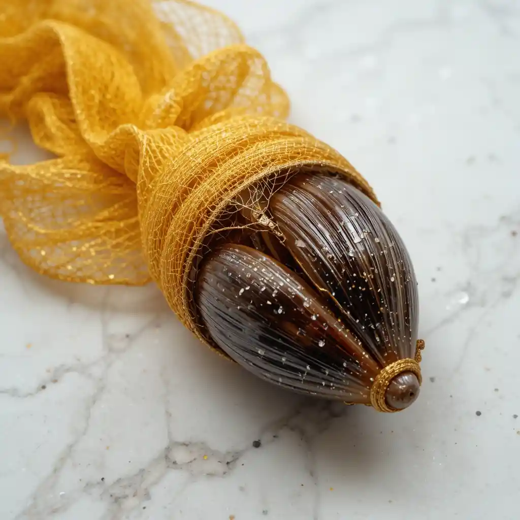 Golden scarf woven from noble pen shell byssus threads