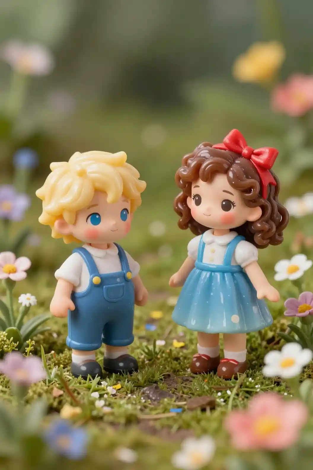 Whimsical jelly world with cute children and wildflowers
