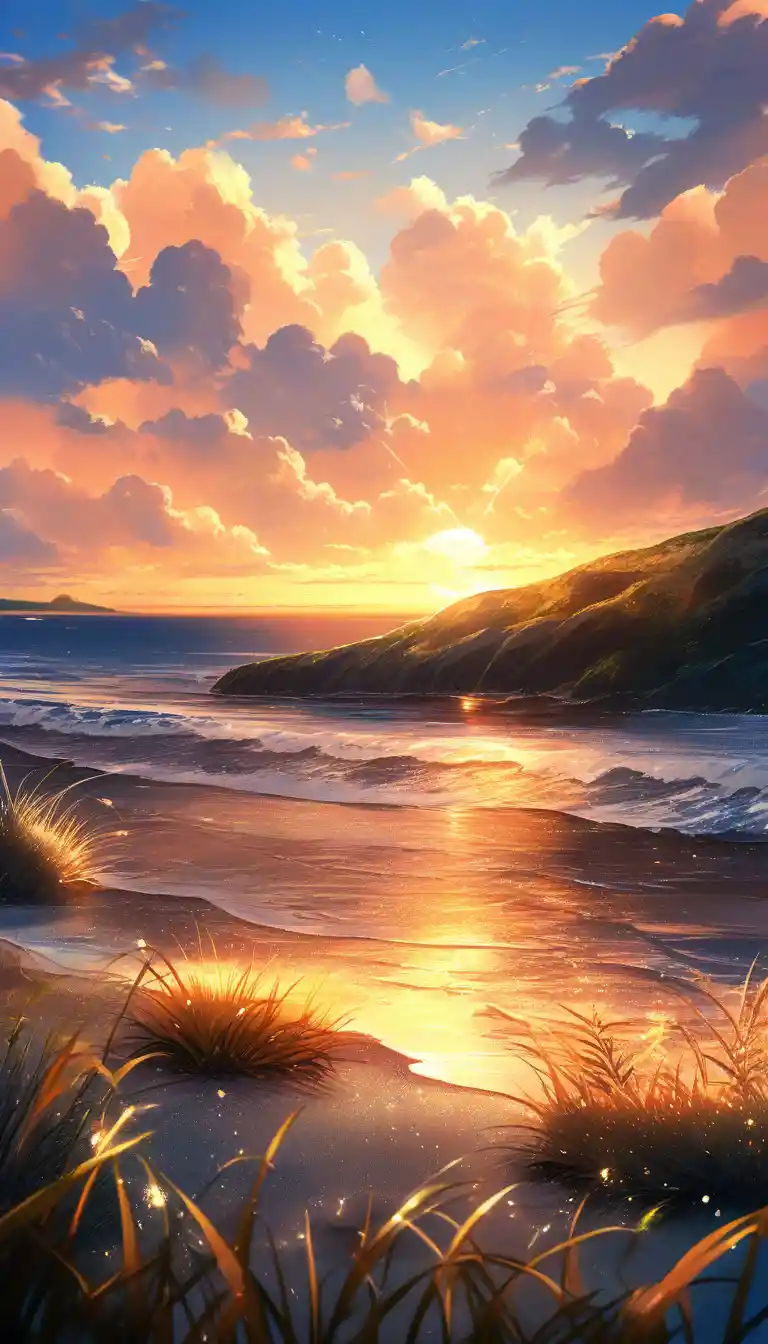 Romantic girl portrait on a beach at dusk with sunlight