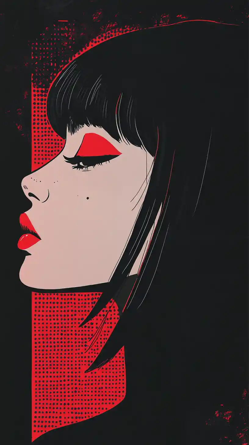 Minimalist pop art profile portrait of a stylish woman