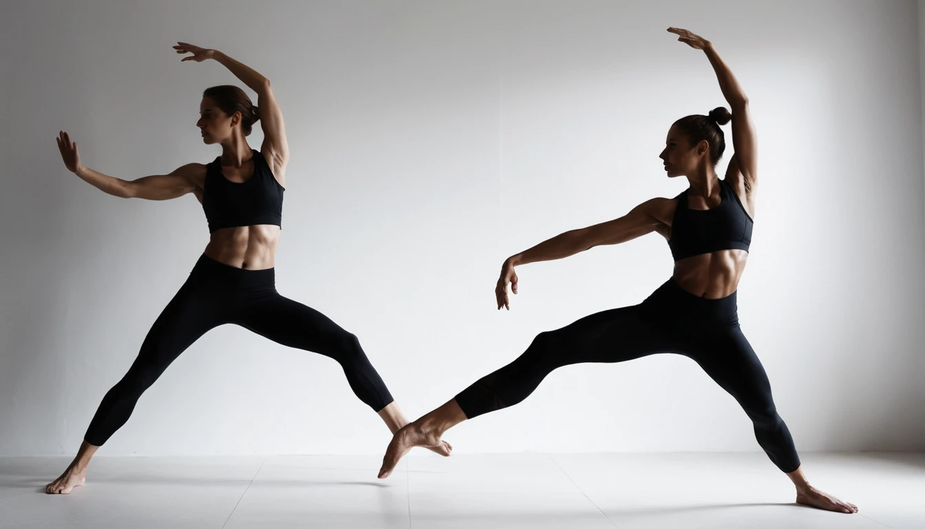 Dramatic silhouette of a contorted athletic nude woman