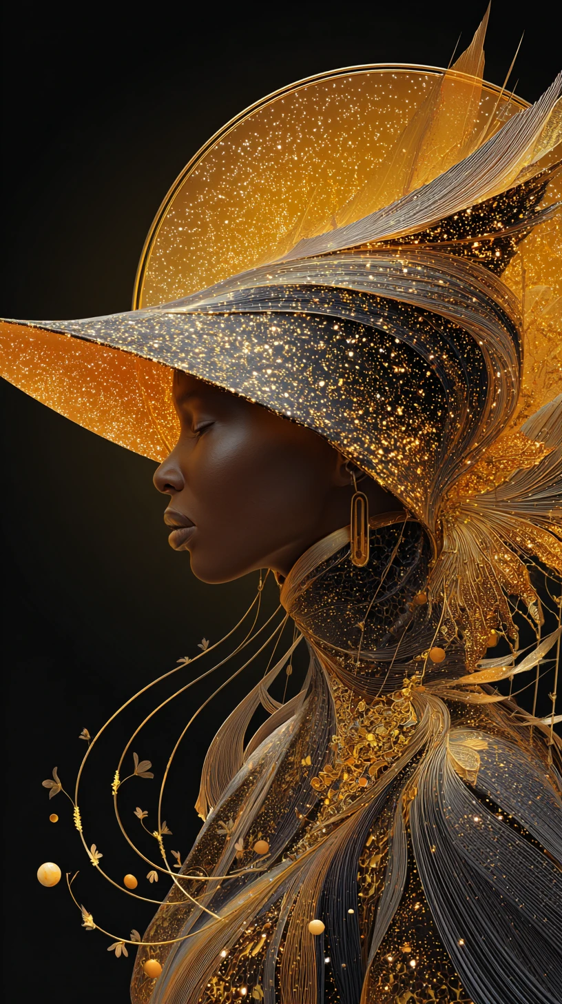 Retrato cósmico de perfil de una mujer elegante y radiante