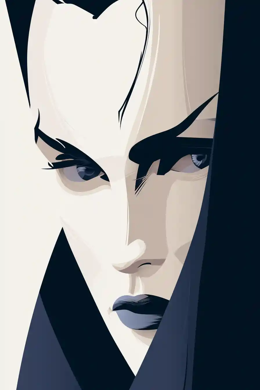 Minimalist vector portrait with bold geometric character design