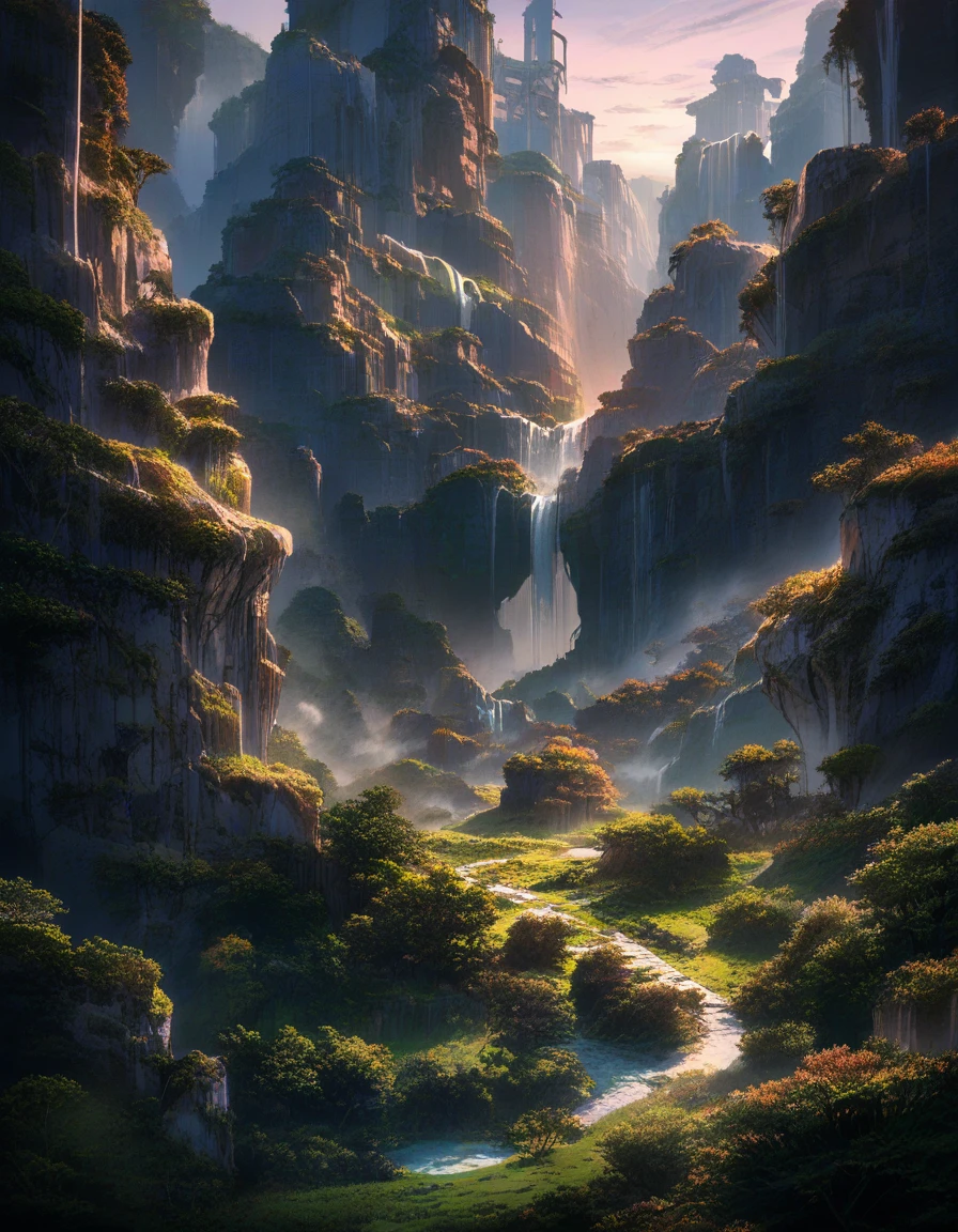 Colossal titan skeleton spanning a forested mountain valley