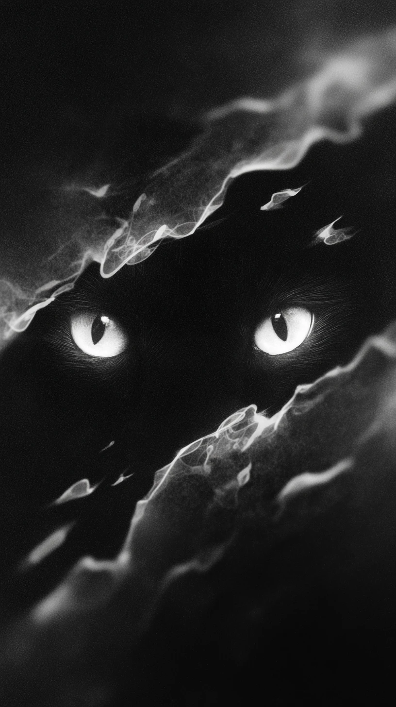 Glowing eyes emerging from a vast empty darkness