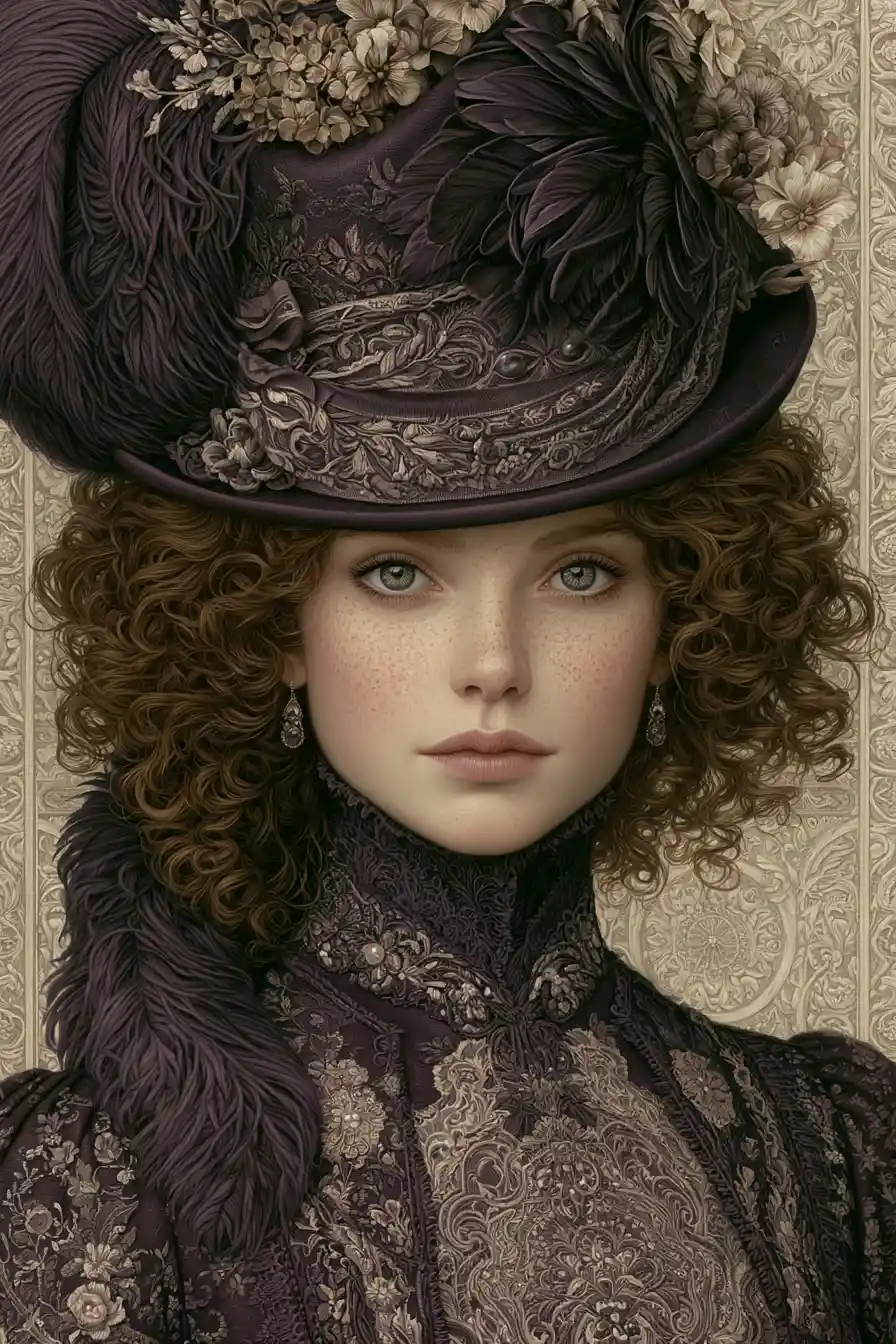 Gothic fantasy portrait of a dreamy young lady in lace