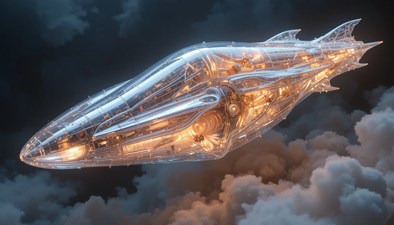 Ethereal Living Spaceship Of Translucent Latex In Space