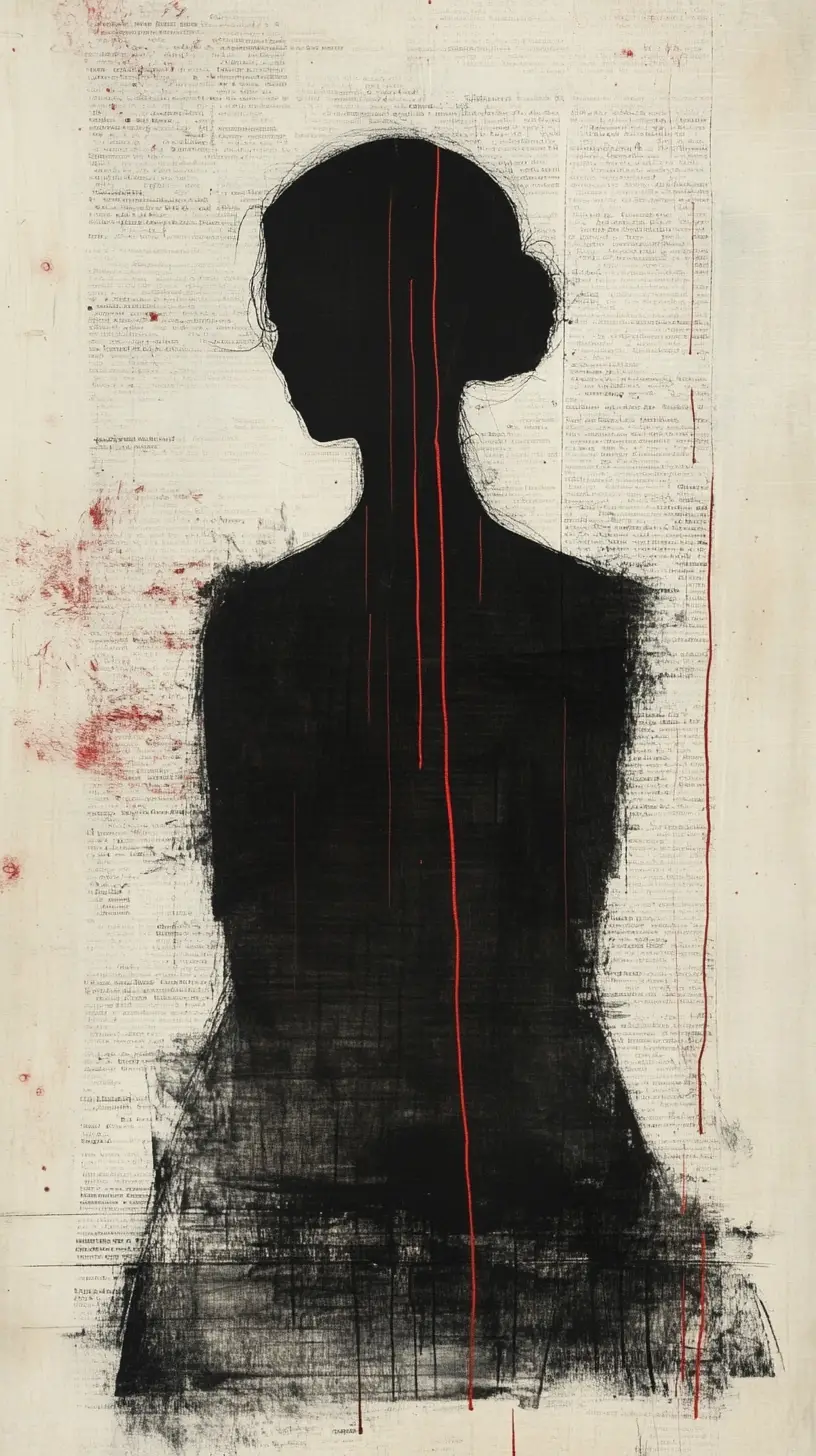 Minimal feminine silhouette in ink and negative space