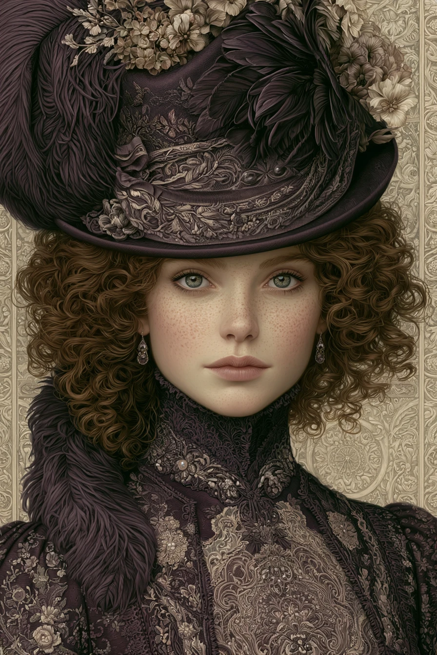 Gothic fantasy portrait of a dreamy young lady in lace