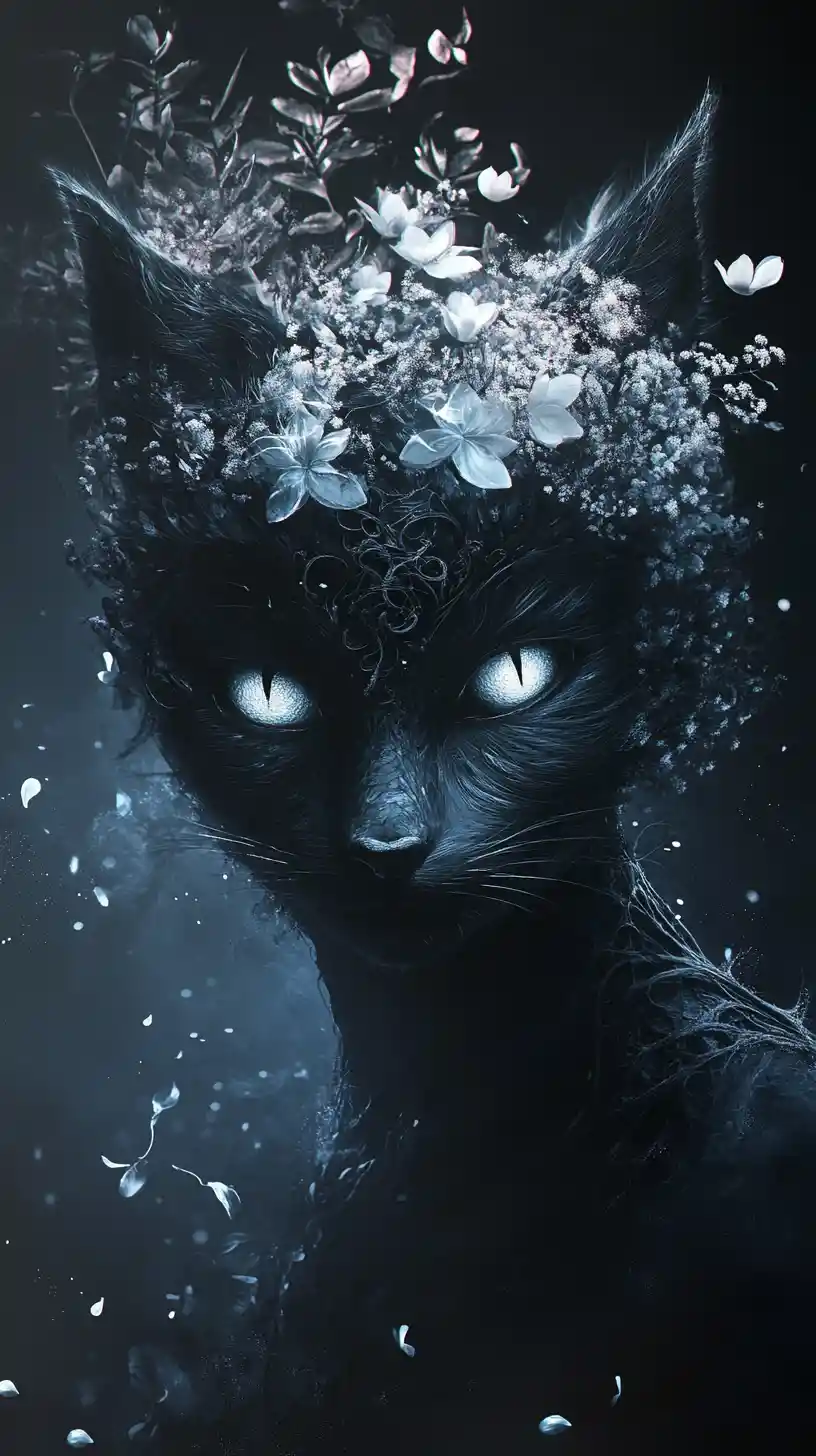 Dark floral fantasy creature with glowing petals and crown