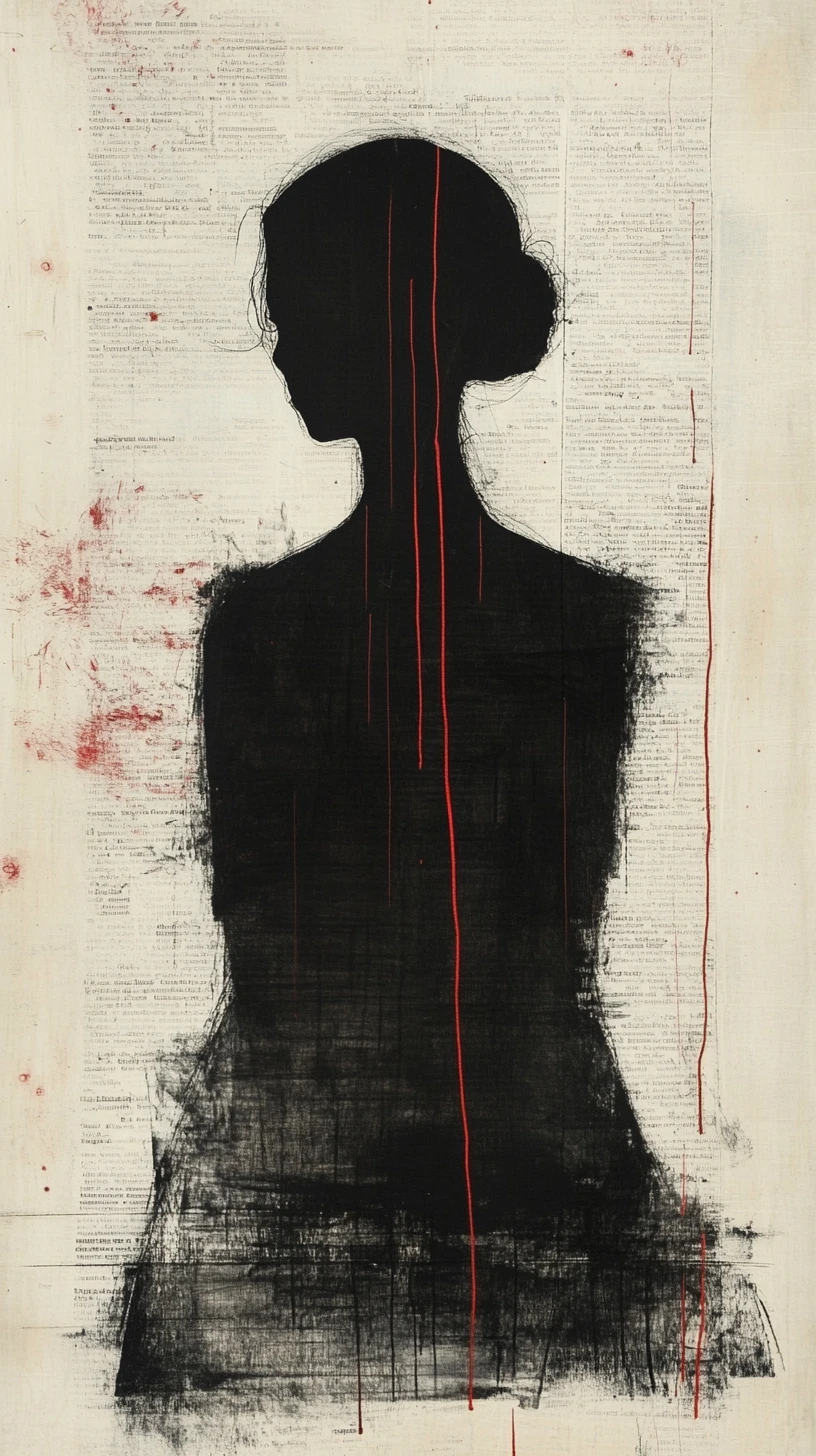 Minimal feminine silhouette in ink and negative space