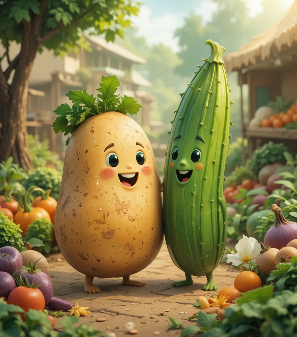 Romantische Kartoffel und Okra gemeinsam vor einfachem Hintergrund