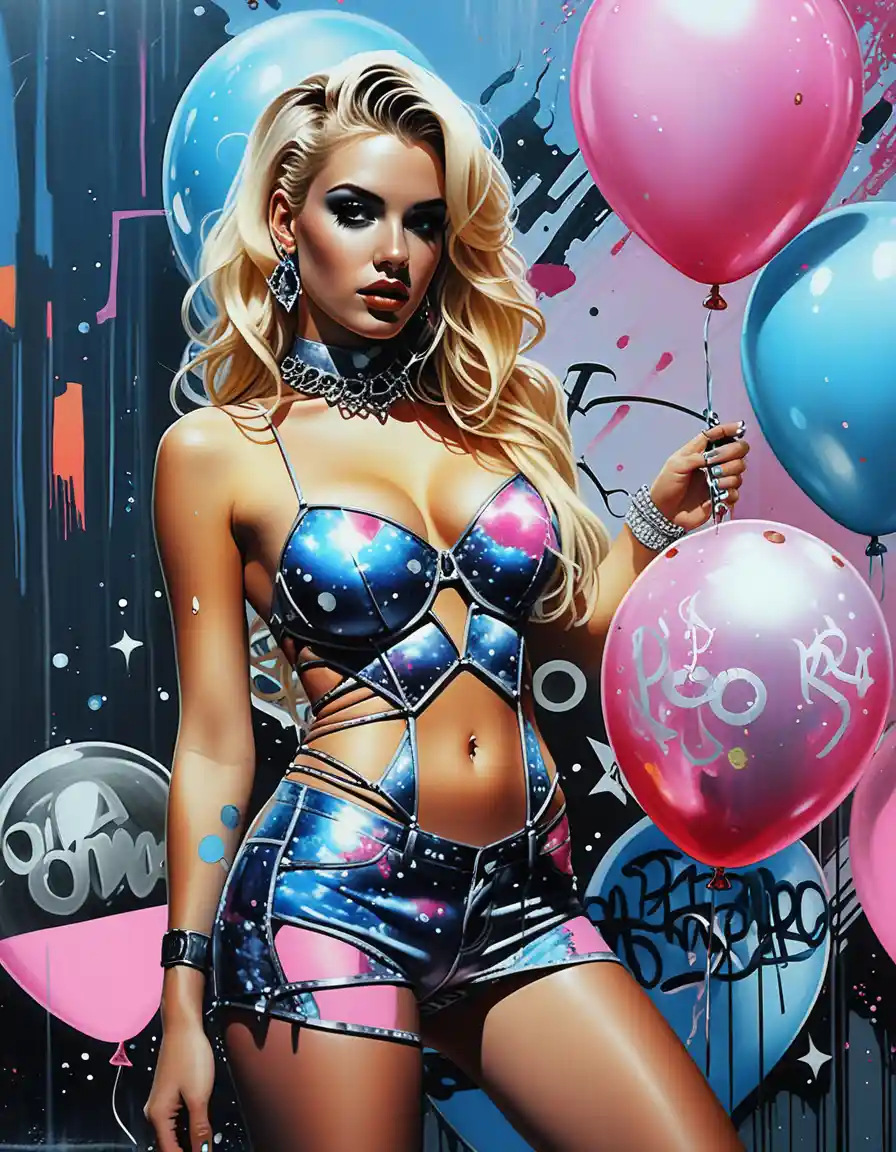 Fantasy punk birthday party with two glamorous women