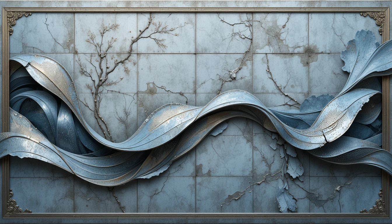 Abstract geometric tiles with flowing nature inspired patterns
