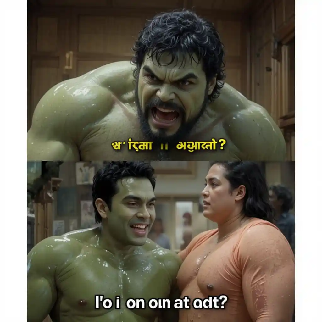 Green muscular brother bending down to comfort sister