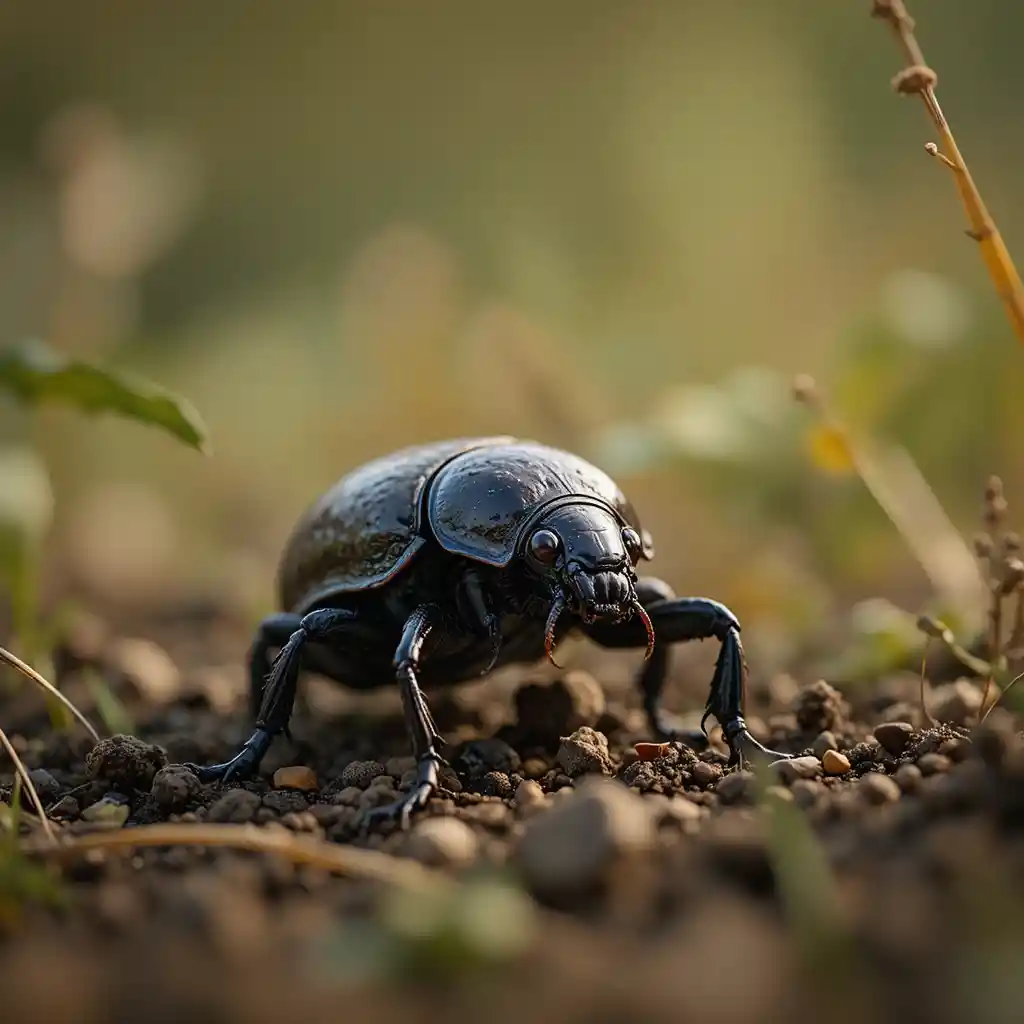 Wildlife photograph of a beetle in a natural grassland habitat