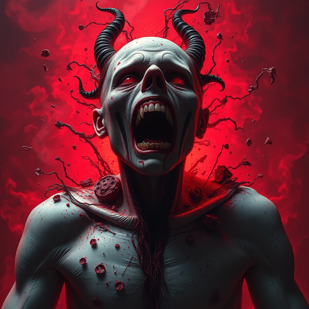 Surreal Crimson Vision Of A Slowly Crumbling Corrupted Soul