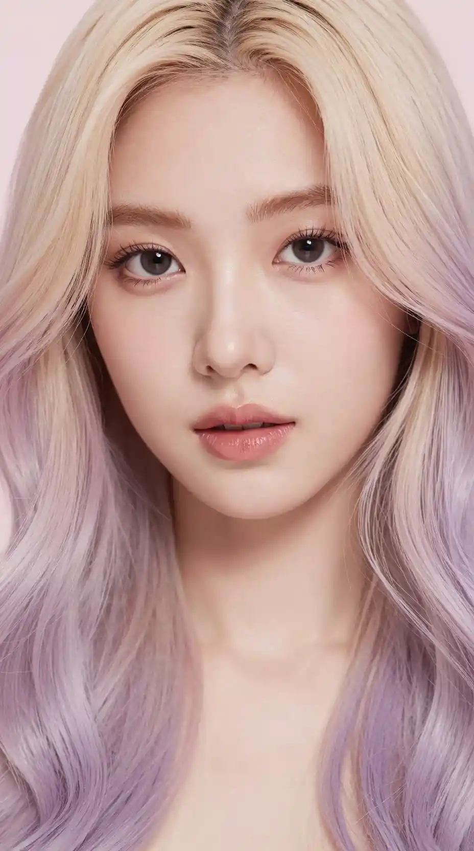 Pastel fashion portrait of a graceful woman with ombre hair