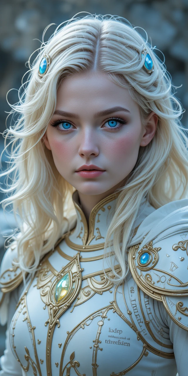 Angel winged warrior in white and gold sacred armor