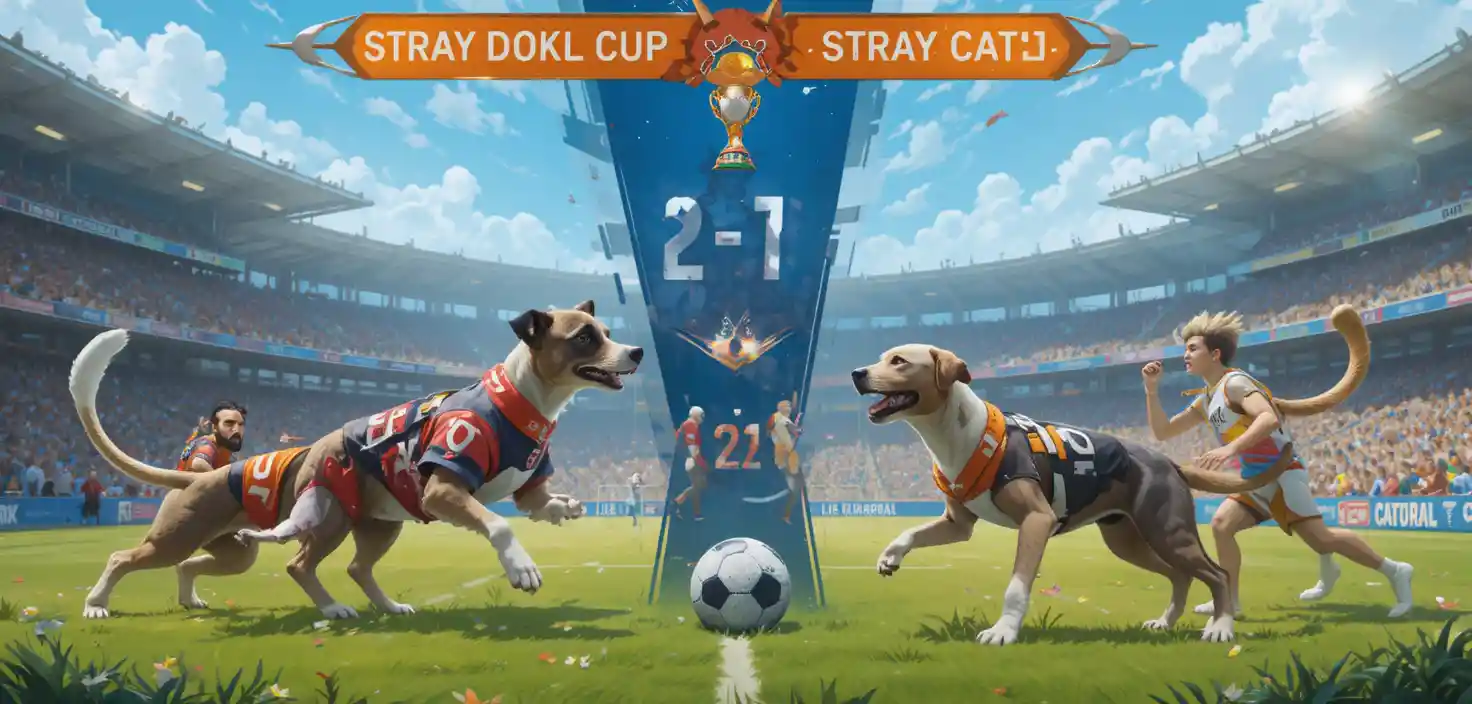 Stray dogs and stray cats tied in animal world cup final
