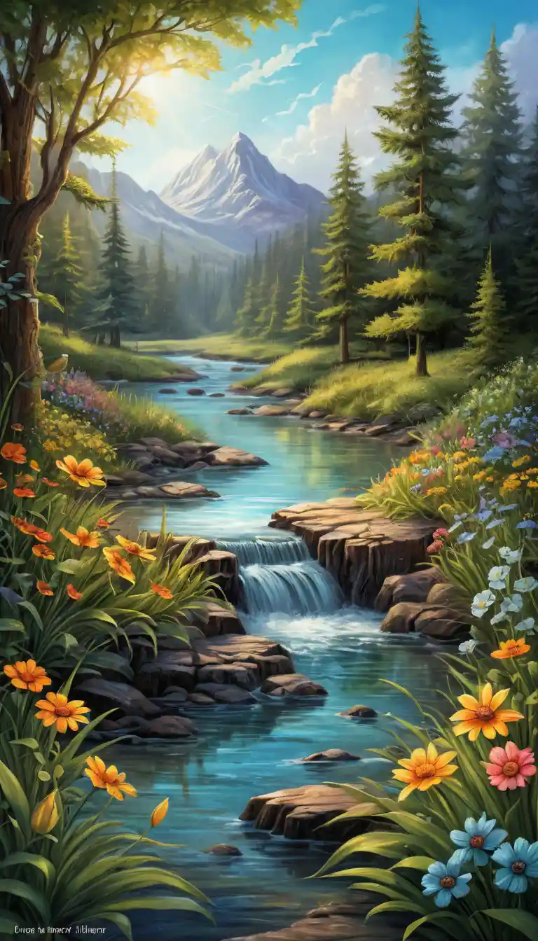Colorful summer digital illustration with prismatic texture