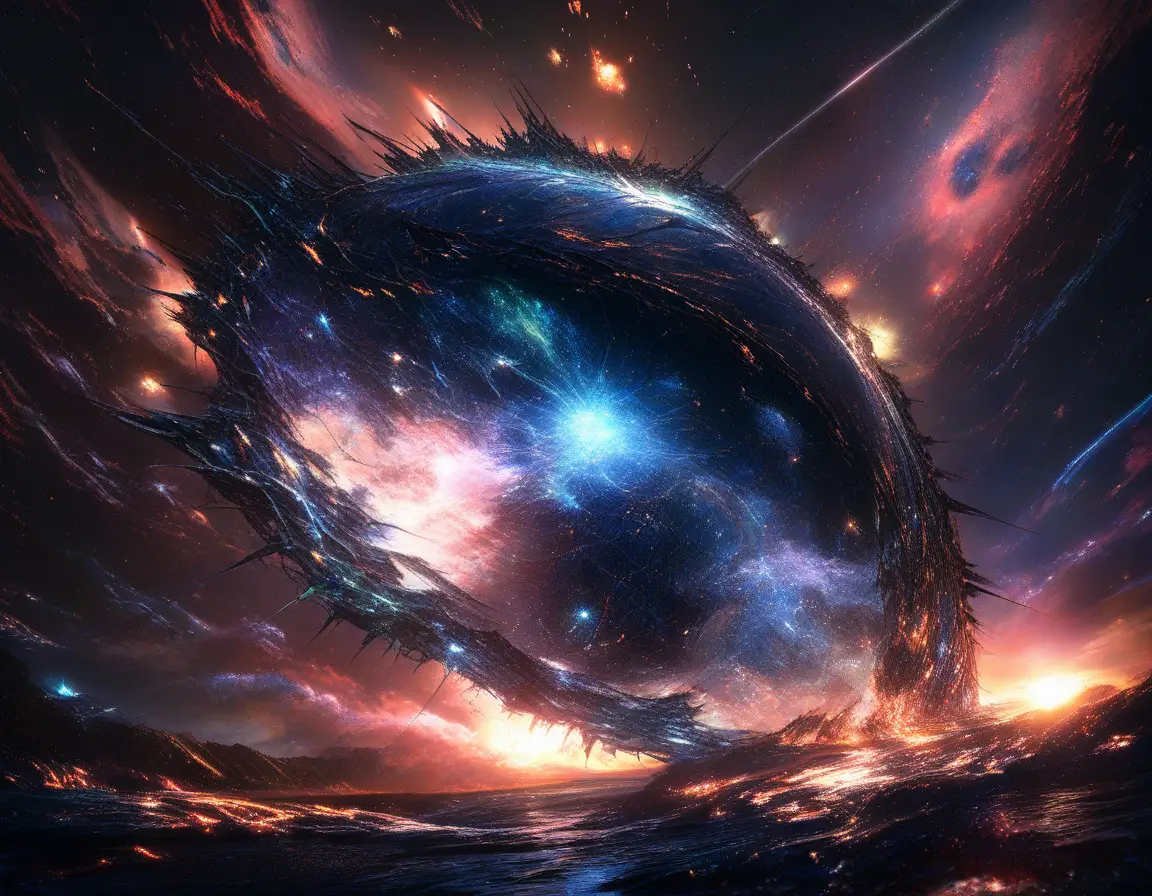 Mostro cosmico colossale che divora un pianeta in frantumi nello spazio