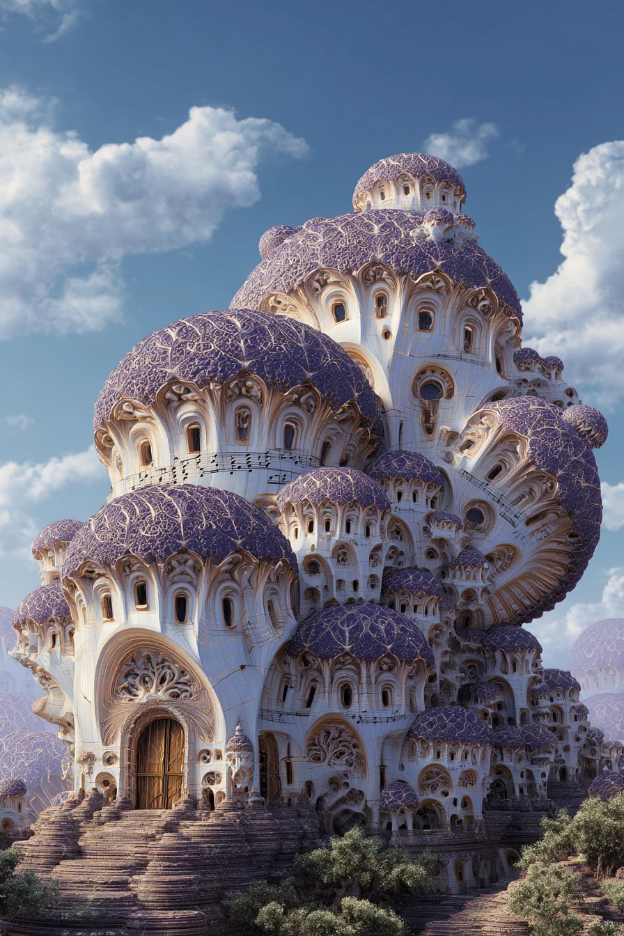 Magical fractal house in a whimsical dream world