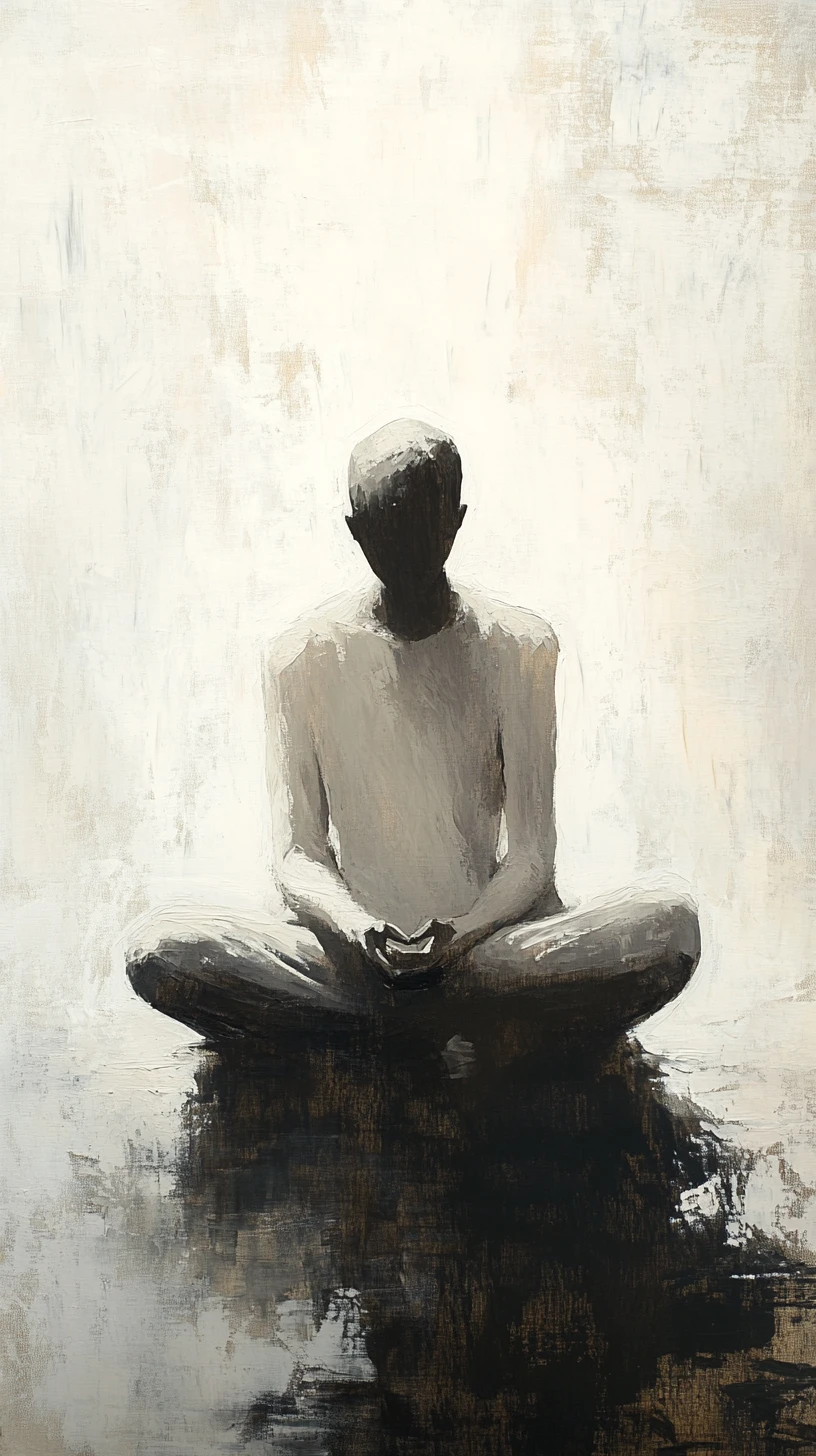 Calm seated figure in a minimal fine art setting