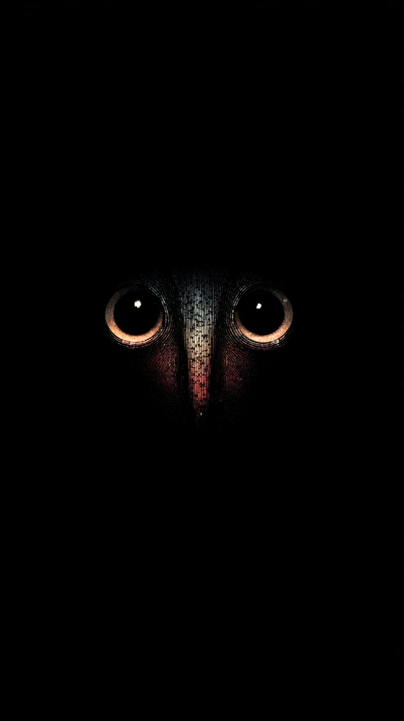 Glowing eyed creature emerging from deep darkness