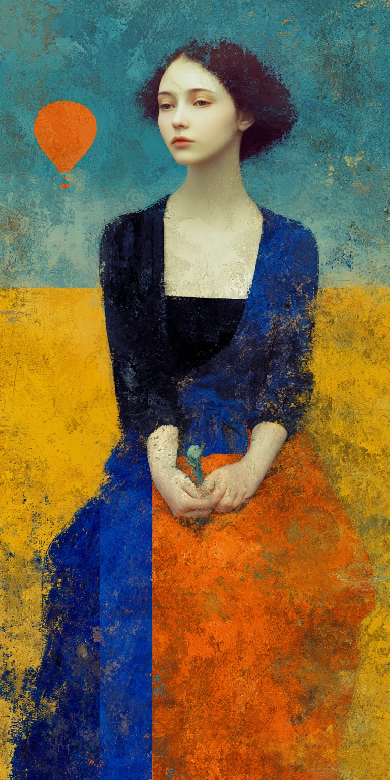 Surreal woman in a dreamlike world with rich pop colors