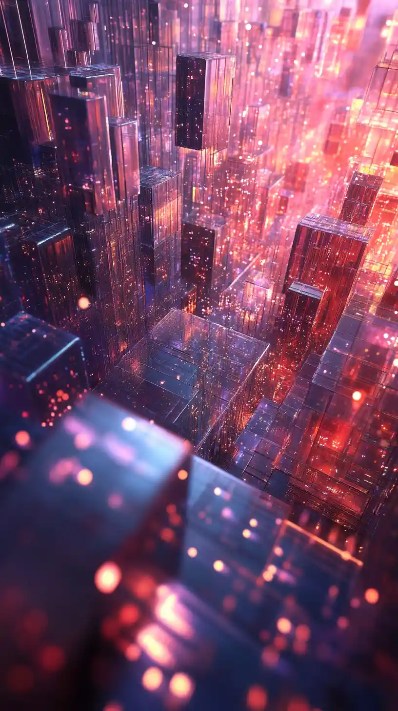 Abstract data clusters transforming into flowing light forms