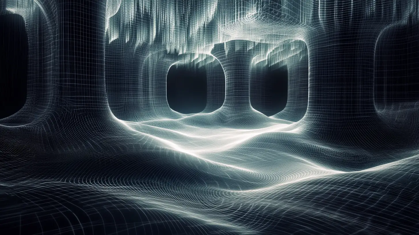 Endless data landscape of grids tables and flowing charts